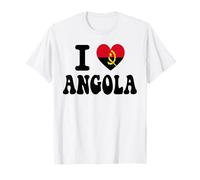 Recuerdo Retro de Viaje con Bandera de corazón I Love Angola Camiseta