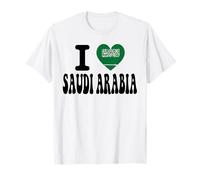 Recuerdo Retro de Viaje con Bandera en Forma de corazón con la Bandera de Arabia Saudí Camiseta