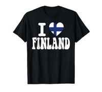 Recuerdo Retro de Viaje con la Bandera de corazón I Love Finland Camiseta