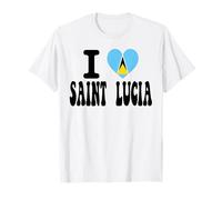 Recuerdo Retro de Viaje con la Bandera de corazón I Love Saint Lucía Camiseta