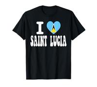 Recuerdo Retro de Viaje con la Bandera de corazón I Love Saint Lucía Camiseta