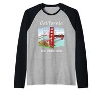 Recuerdo Retro del Puente Golden Gate de San Francisco California Camiseta Manga Raglan