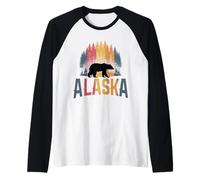 Recuerdo Vintage de Alaska The Last Frontier Bear Camiseta Manga Raglan