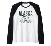 Recuerdo Vintage de Alaska The Last Frontier Bear Mountains Camiseta Manga Raglan