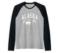 Recuerdo Vintage de Alaska The Last Frontier Camiseta Manga Raglan