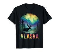 Recuerdo Vintage de Alaska The Last Frontier Northern Lights Camiseta
