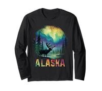 Recuerdo Vintage de Alaska The Last Frontier Northern Lights Manga Larga