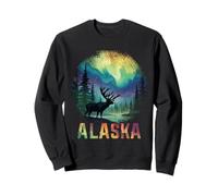Recuerdo Vintage de Alaska The Last Frontier Northern Lights Sudadera