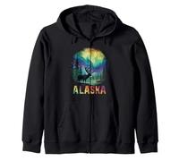 Recuerdo Vintage de Alaska The Last Frontier Northern Lights Sudadera con Capucha