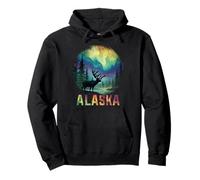 Recuerdo Vintage de Alaska The Last Frontier Northern Lights Sudadera con Capucha