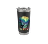 Recuerdo vintage de Alaska The Last Frontier Northern Lights Vaso térmico de acero inoxidable de doble pared