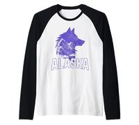 Recuerdo Vintage de Alaska Wolf The Last Frontier Camiseta Manga Raglan