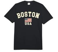 Recuerdo Vintage de la Bandera Estadounidense de Boston de Massachusetts MA Comfort Colors Adult Heavyweight T-Shirt