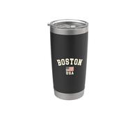 Recuerdo vintage de la bandera estadounidense de Boston de Massachusetts MA Vaso térmico de acero inoxidable de doble pared