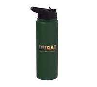 Recuerdo vintage de la icónica silueta del horizonte de Dubái, Emiratos Árabes Unidos Stainless Steel Insulated Water Bottle