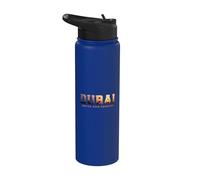 Recuerdo vintage de la icónica silueta del horizonte de Dubái, Emiratos Árabes Unidos Stainless Steel Insulated Water Bottle