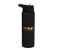 Recuerdo vintage de la icónica silueta del horizonte de Dubái, Emiratos Árabes Unidos Stainless Steel Insulated Water Bottle