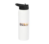 Recuerdo vintage de la icónica silueta del horizonte de Dubái, Emiratos Árabes Unidos Stainless Steel Insulated Water Bottle