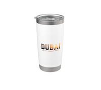 Recuerdo vintage de la icónica silueta del horizonte de Dubái, Emiratos Árabes Unidos Vaso térmico de acero inoxidable de doble pared