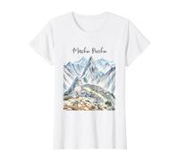 Recuerdo Vintage de Machu Picchu Art Adventure en Llama Mountain Camiseta gráfica económica, Mujer, Blanco, XL