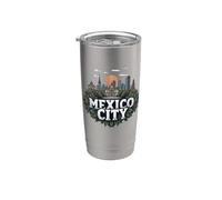 Recuerdo vintage de paisaje de la ciudad de México retro Vaso térmico de acero inoxidable de doble pared