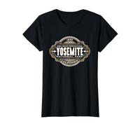 Recuerdo Vintage de Vacaciones en el Parque Nacional de Yosemite en California Camiseta gráfica económica, Mujer, Negro, L