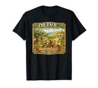 Recuerdo Vintage del mar mediterráneo con Etiqueta de Caja de Olivo Puglia Camiseta