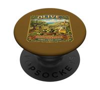Recuerdo Vintage del mar mediterráneo con Etiqueta de Caja de Olivo Puglia PopSockets PopGrip Adhesivo