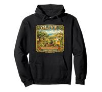 Recuerdo Vintage del mar mediterráneo con Etiqueta de Caja de Olivo Puglia Sudadera con Capucha