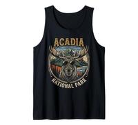 Recuerdo Vintage Divertido del Parque Nacional Acadia Maine Moose Camiseta sin Mangas