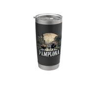 Recuerdo Vintage Paisaje Retro Pamplona Vaso térmico de acero inoxidable de doble pared