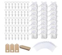 Recuerdos de Bautizo, 48 Piezas de Recuerdos de Fiesta con 48 Llaveros de Alas de ángel 48 Cajas de Regalo 48 Bolsas de Hilo Y 48 Tarjetas de Papel Kraft para Luna Llena de Bebé Fiesta de Boda