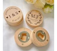 Recuerdos de boda personalizados, imán magnético de madera para nevera, abridor de botellas de cerveza, regalo de recuerdo para cumpleaños, baby shower, aniversarios (60 unidades)