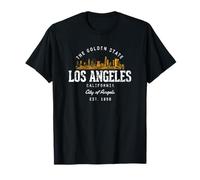 Recuerdos de Los Ángeles por Treaja Vacation Souvenir Los Angeles Camiseta Vintage Unisex Adulto S Manga Corta Black S