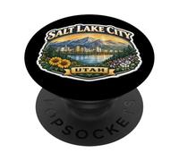 Recuerdos de Salt Lake City, Utah, Capital del Estado, Retro y Vintage PopSockets PopGrip Adhesivo