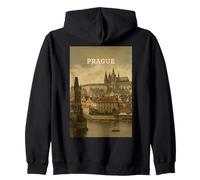 Recuerdos de Viaje a Praga: Foto Vintage del Paisaje Urbano Sudadera con Capucha
