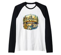 Recuerdos de visitante de Jackson Mississippi Souvenir City Orgulloso Camiseta Manga Raglan