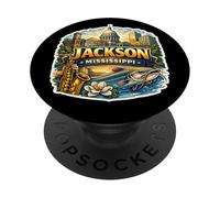 Recuerdos de visitante de Jackson Mississippi Souvenir City Orgulloso PopSockets PopGrip Adhesivo