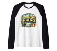 Recuerdos estatales de San Pablo Minnesota Souvenir City Visitante Camiseta Manga Raglan