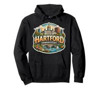 Recuerdos estatales para visitantes de la Ciudad de Hartford Connecticut Sudadera con Capucha