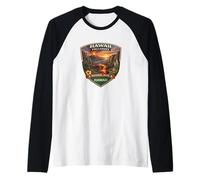 Recuerdos gráficos novedosos del Parque Nacional de los Volcanes de Hawái Camiseta Manga Raglan