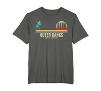 Recuerdos OBX de Outer Banks Camiseta de Surf para Hombres y Mujeres, Manga de Doble Puntada, Talla S, Negro