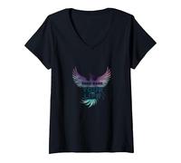 Recupera tu Vida Inspiración de empoderamiento de Phoenix Camiseta Cuello V, Mujer, Negro, L