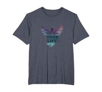 Recupera tu Vida Inspiración de empoderamiento de Phoenix Camiseta, Hombre Tallas Grandes, Azul Jaspeado, 2X Alto