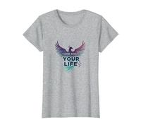 Recupera tu Vida Inspiración de empoderamiento de Phoenix Camiseta, Mujer, Gris Jaspeado, XS