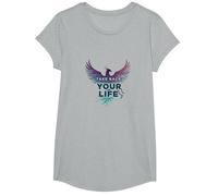 Recupera tu Vida Inspiración de empoderamiento de Phoenix Camiseta, Niñas, Gris Jaspeado, Grande