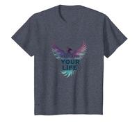 Recupera tu Vida Inspiración de empoderamiento de Phoenix Camiseta, Niños, Azul Jaspeado, 8 años