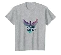 Recupera tu Vida Inspiración de empoderamiento de Phoenix Camiseta, Niños, Gris Jaspeado, 6 años