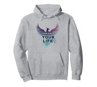 Recupera tu Vida Inspiración de empoderamiento de Phoenix Sudadera con Capucha, Unisex para Adultos, Gris Jaspeado, L