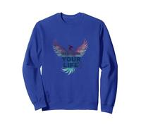 Recupera tu Vida Inspiración de empoderamiento de Phoenix Sudadera, Unisex para Adultos, Azul Real, XXL
